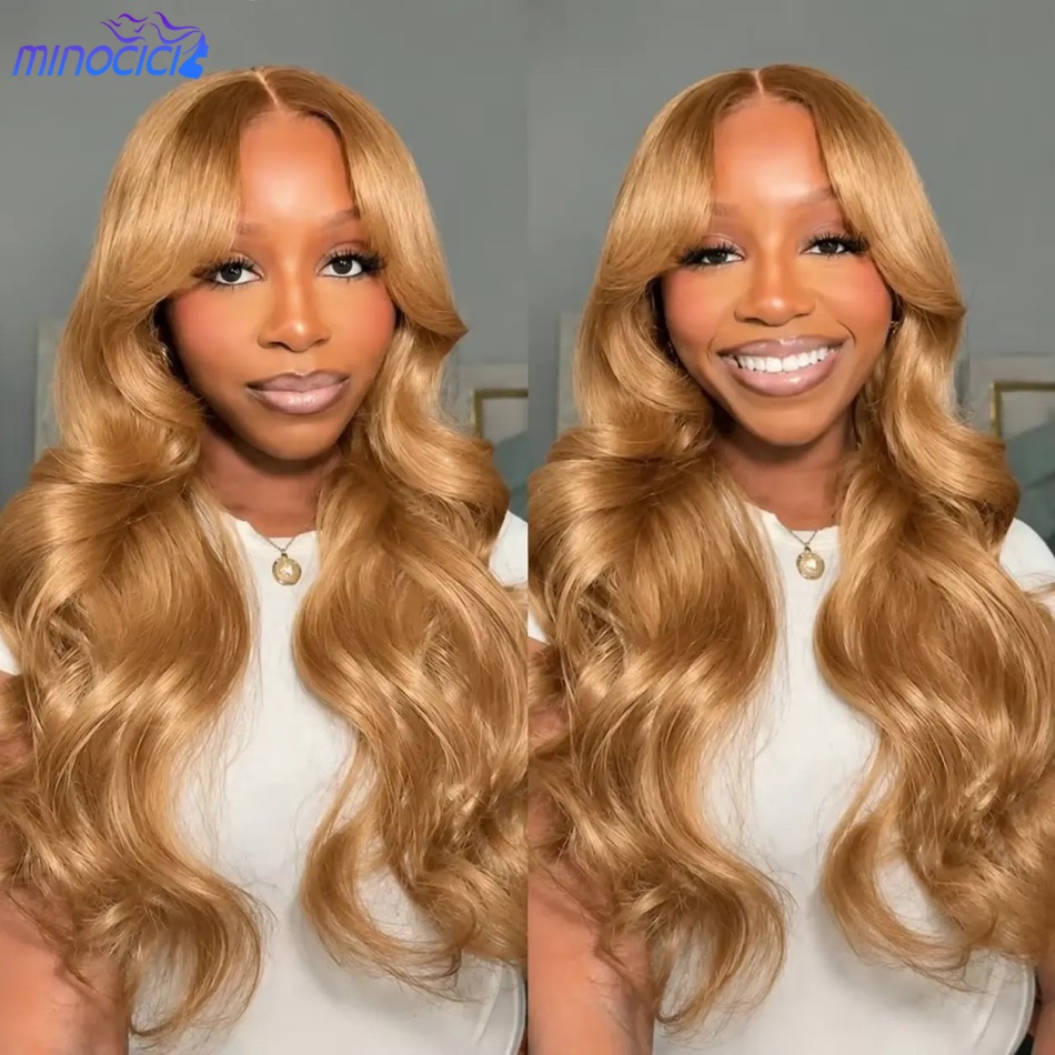 Hd Lace Frontal Wig Human Hair Pre Plucked - Peruka w kolorze miękkiego blond, z