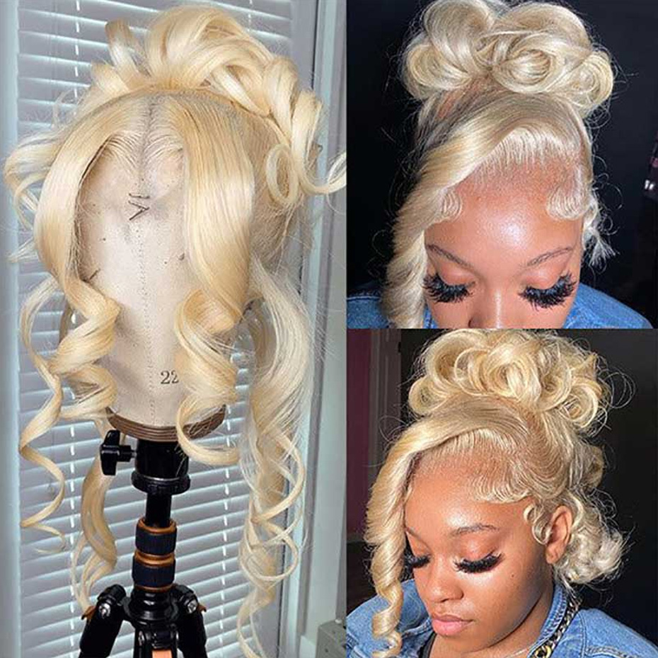 613 Blonde Body Wave Lace Front Wig - Peruki z włosów naturalnych, blond 613,