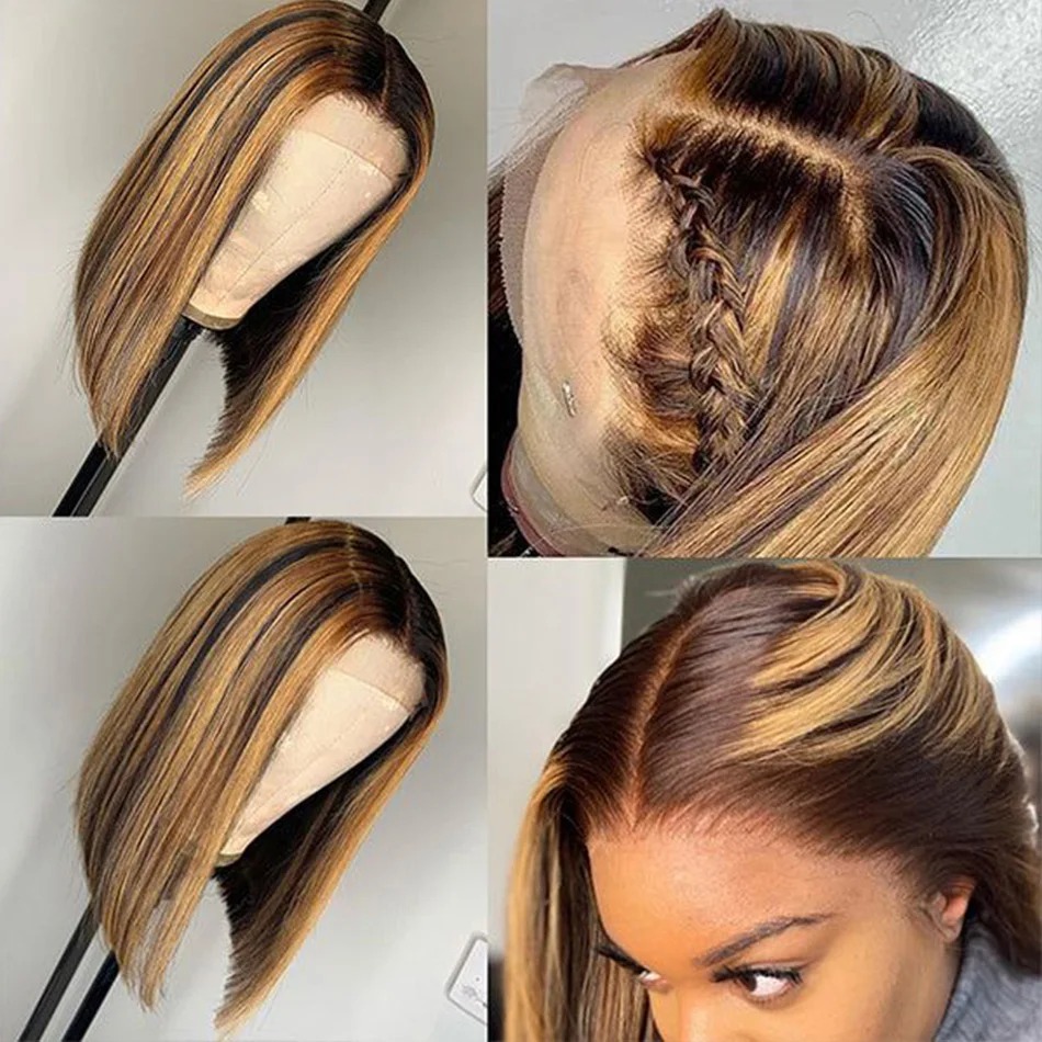 Peruka blond z pasemkami, krót – Pre Parted 13X4 Lace Front Bob Wig recenzja i cena